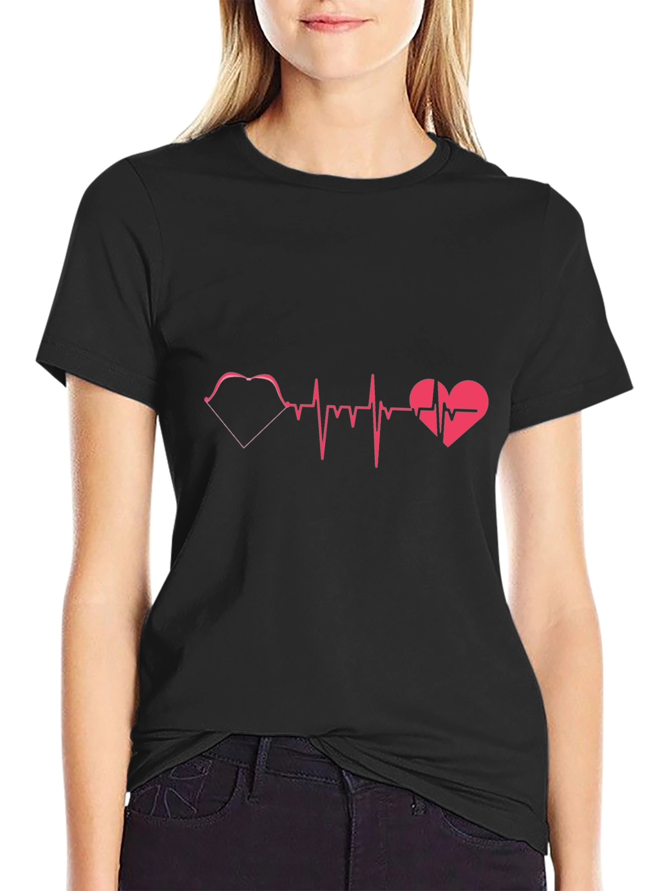 Heartbeat Heart Love Graphic T-Shirt