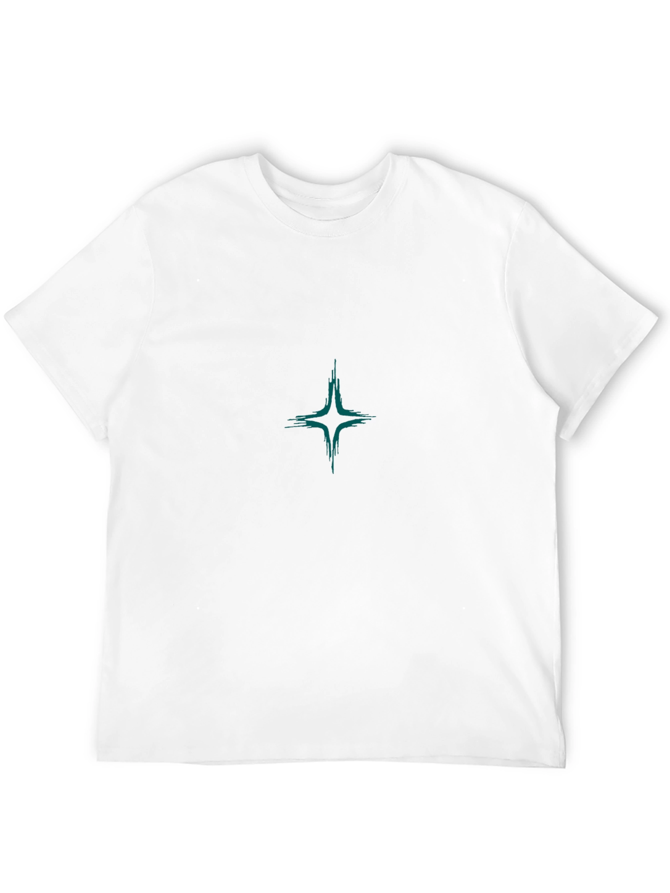 Black T-Shirt with Abstract Teal Star Graphic