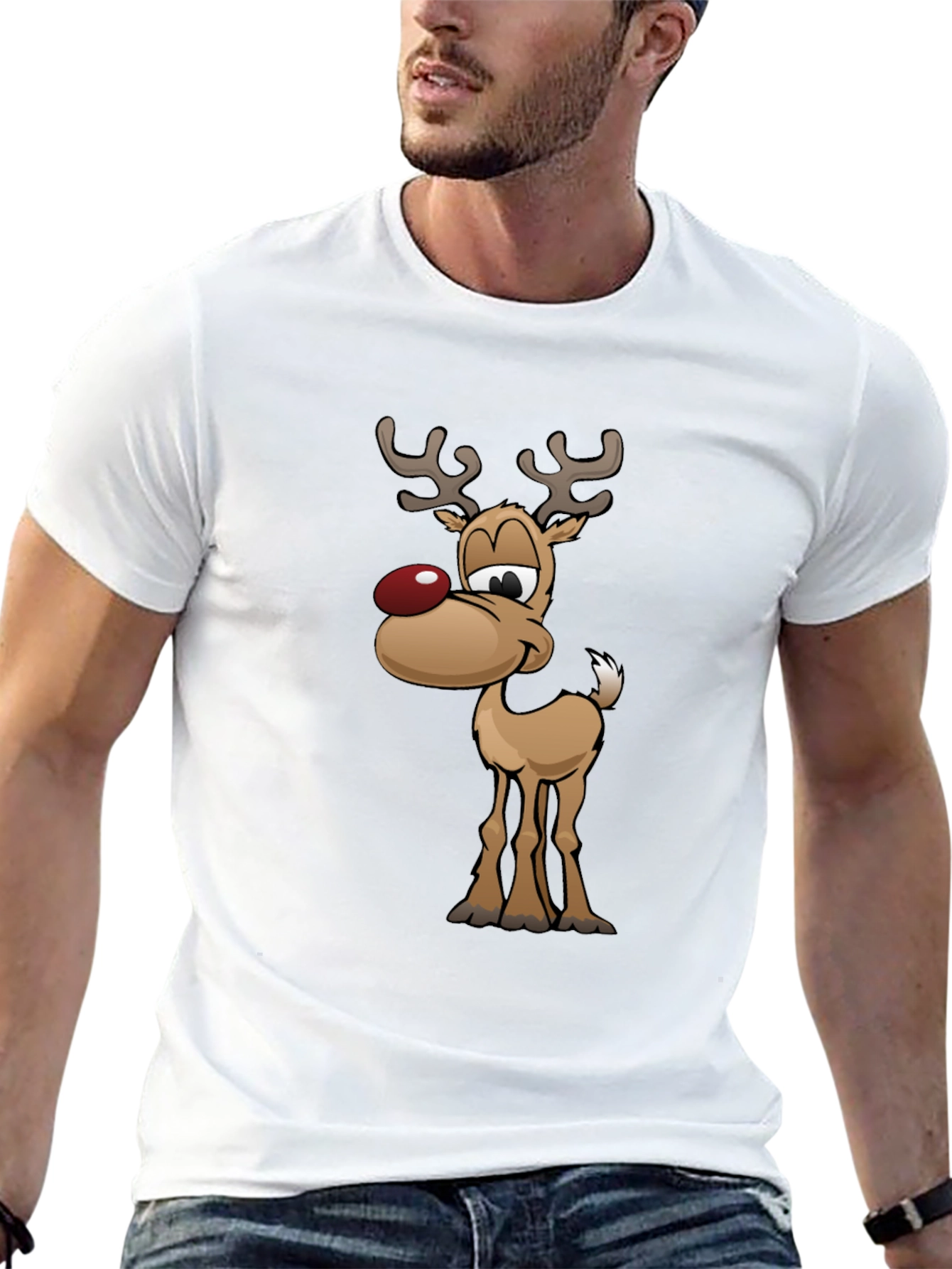 Festive Reindeer Graphic Tee - Holiday Fun!