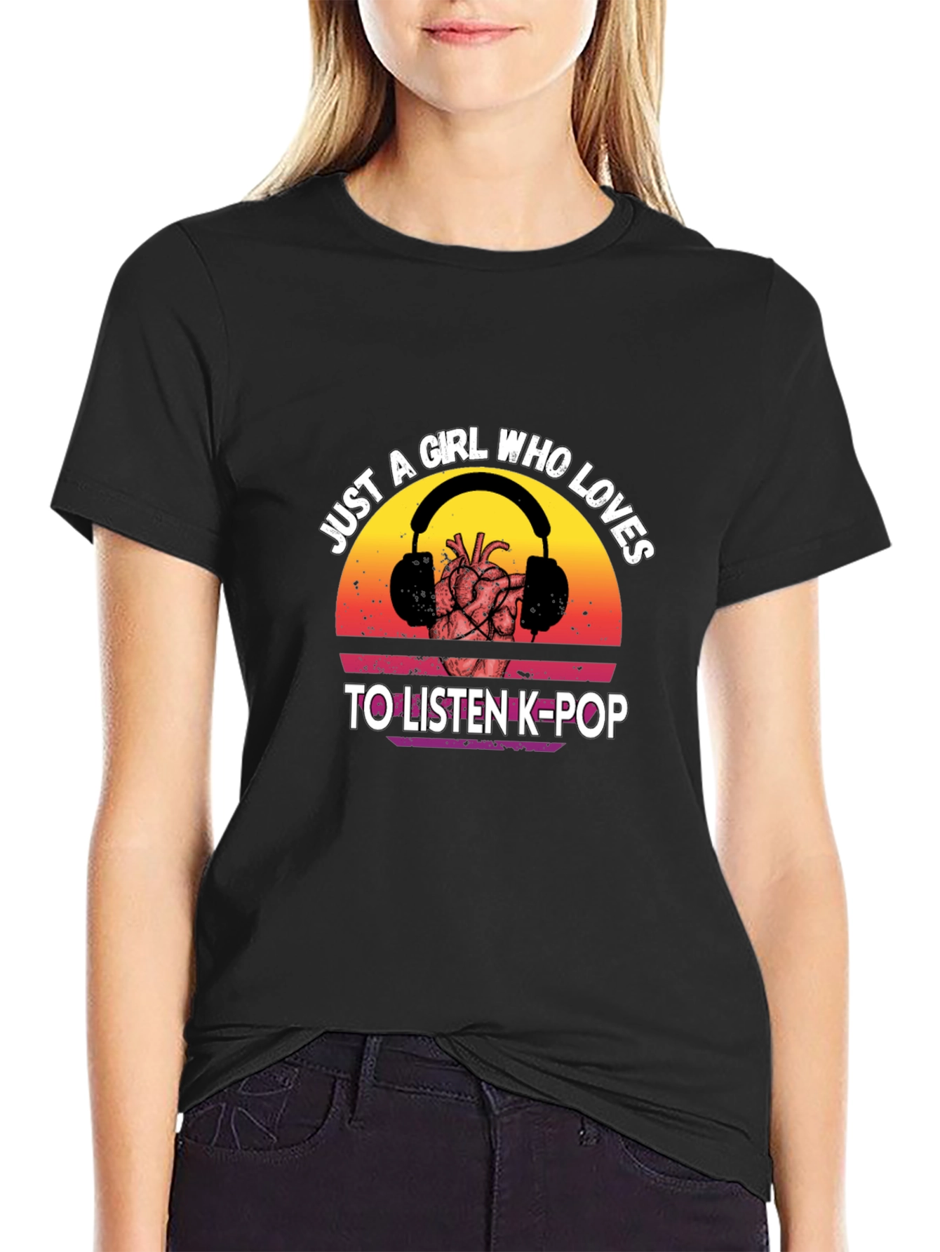 K-Pop Lovers Graphic Tee - Heart & Headphones!