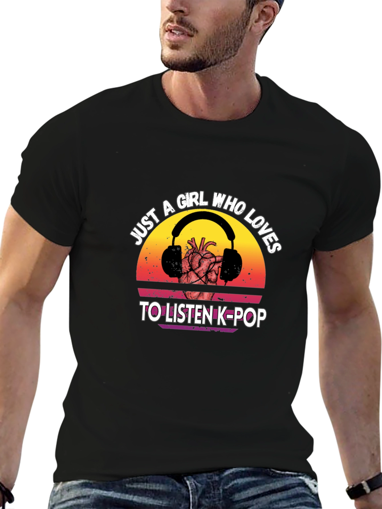 K-Pop Lovers Graphic Tee - Heart & Headphones!