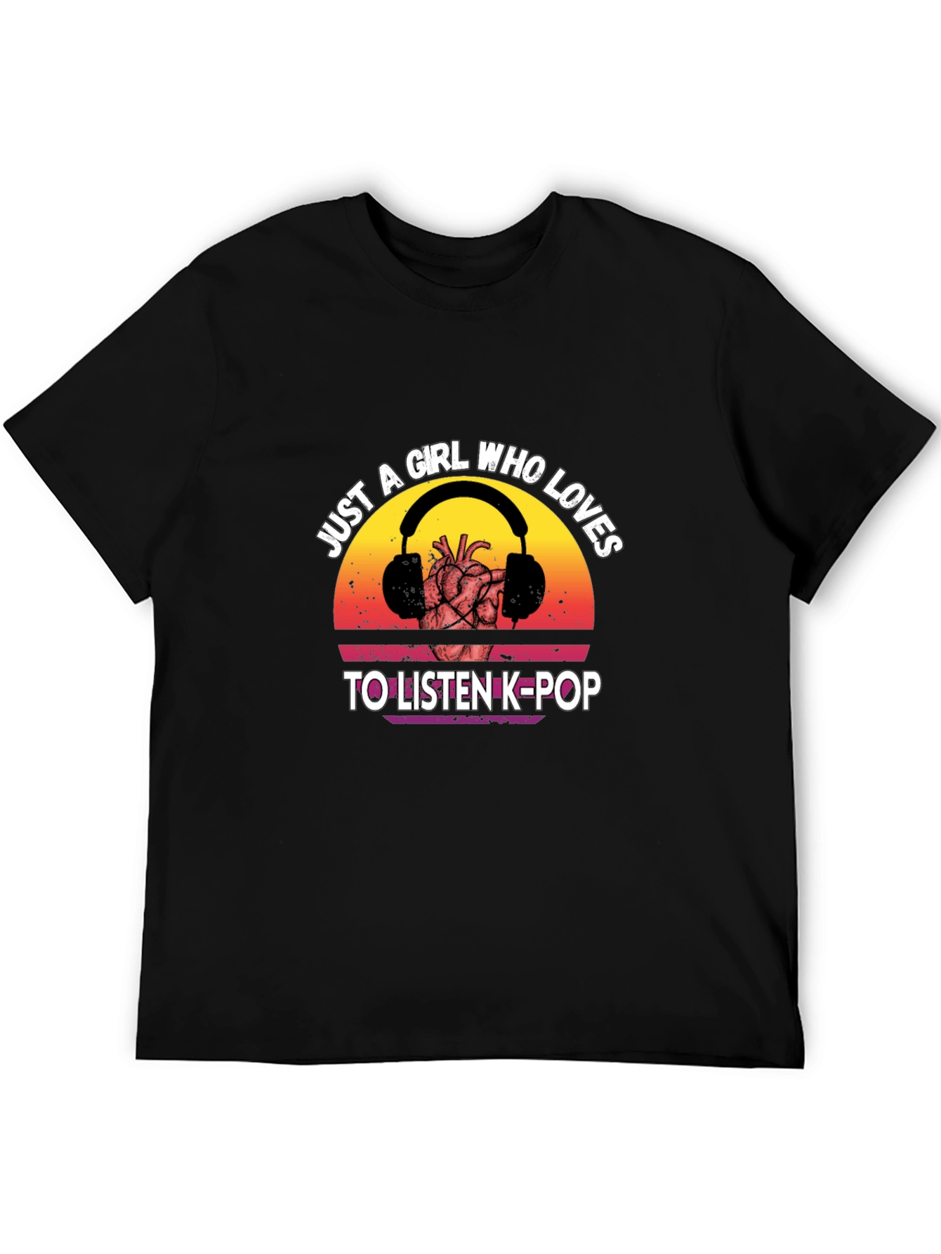 K-Pop Lovers Graphic Tee - Heart & Headphones!