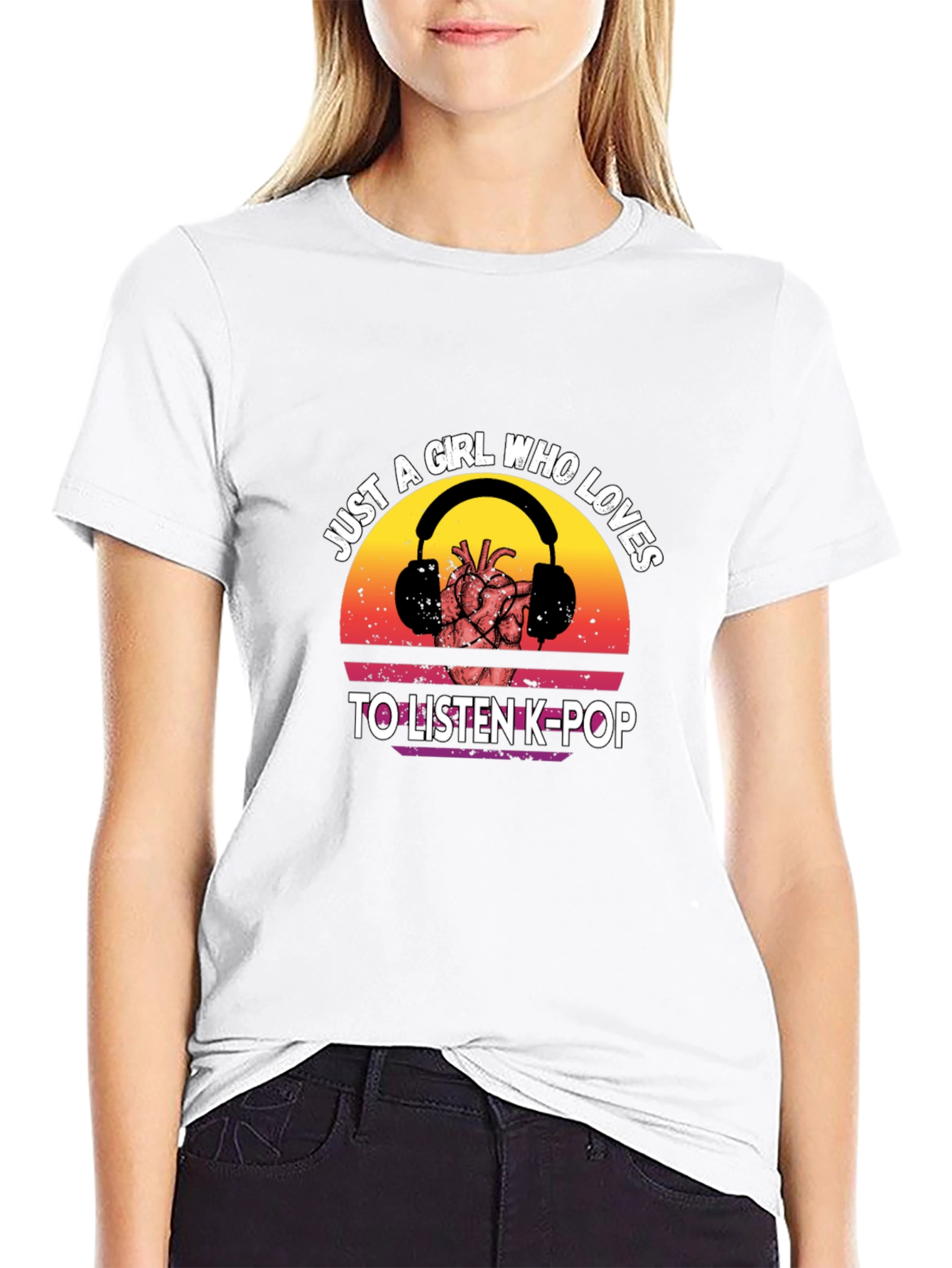 K-Pop Lovers Graphic Tee - Heart & Headphones!