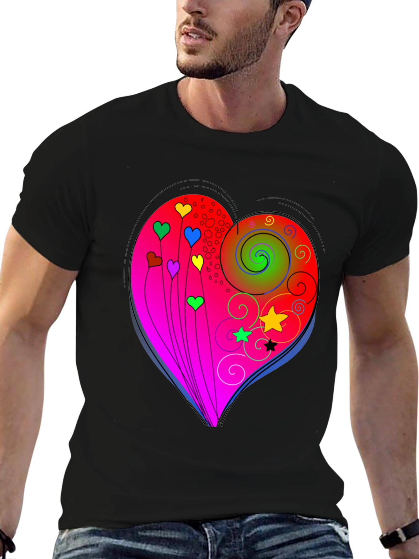 Heart Swirls Graphic T-Shirt - Stylish Casual Wear