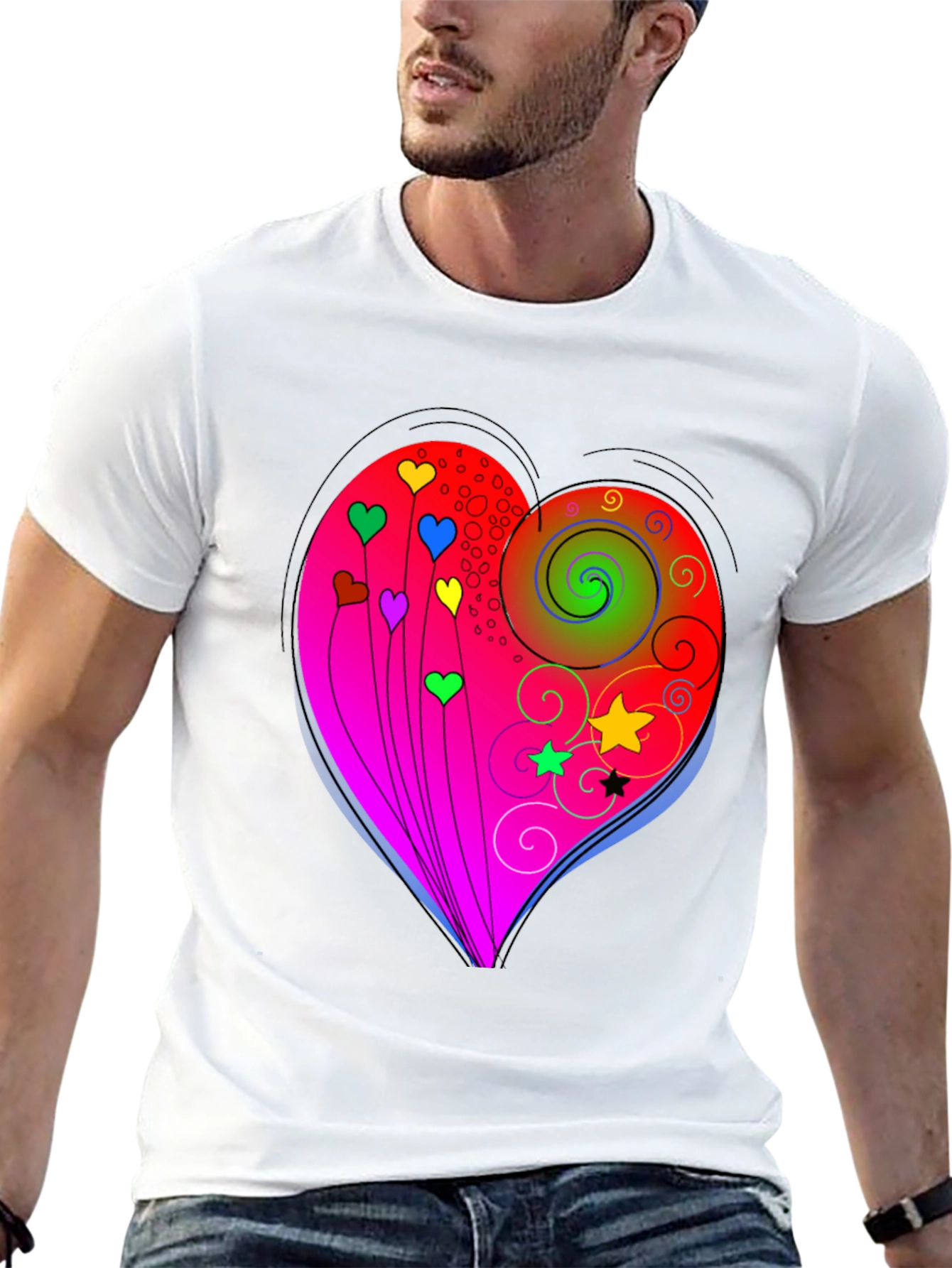 Heart Swirls Graphic T-Shirt - Stylish Casual Wear