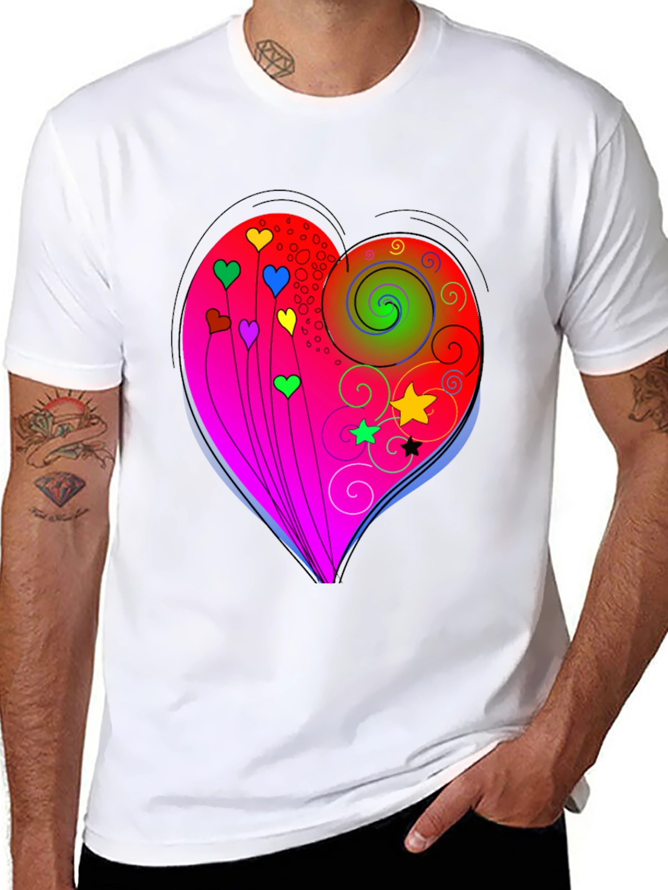 Heart Swirls Graphic T-Shirt - Stylish Casual Wear