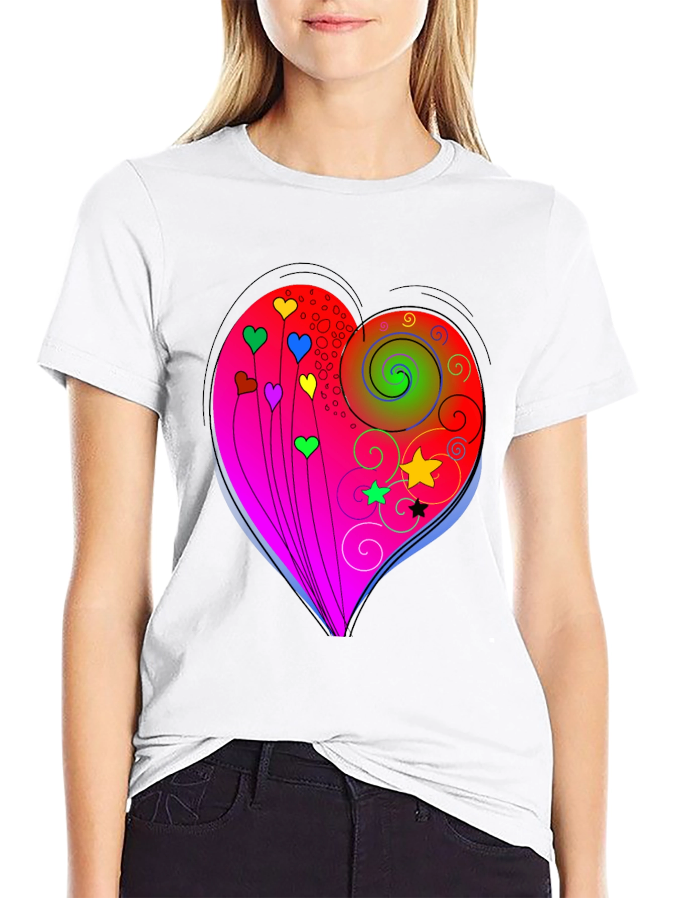 Heart Swirls Graphic T-Shirt - Stylish Casual Wear