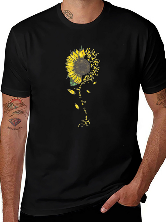 Sunflower & Music Note Graphic Tee - You Are My Sunshine