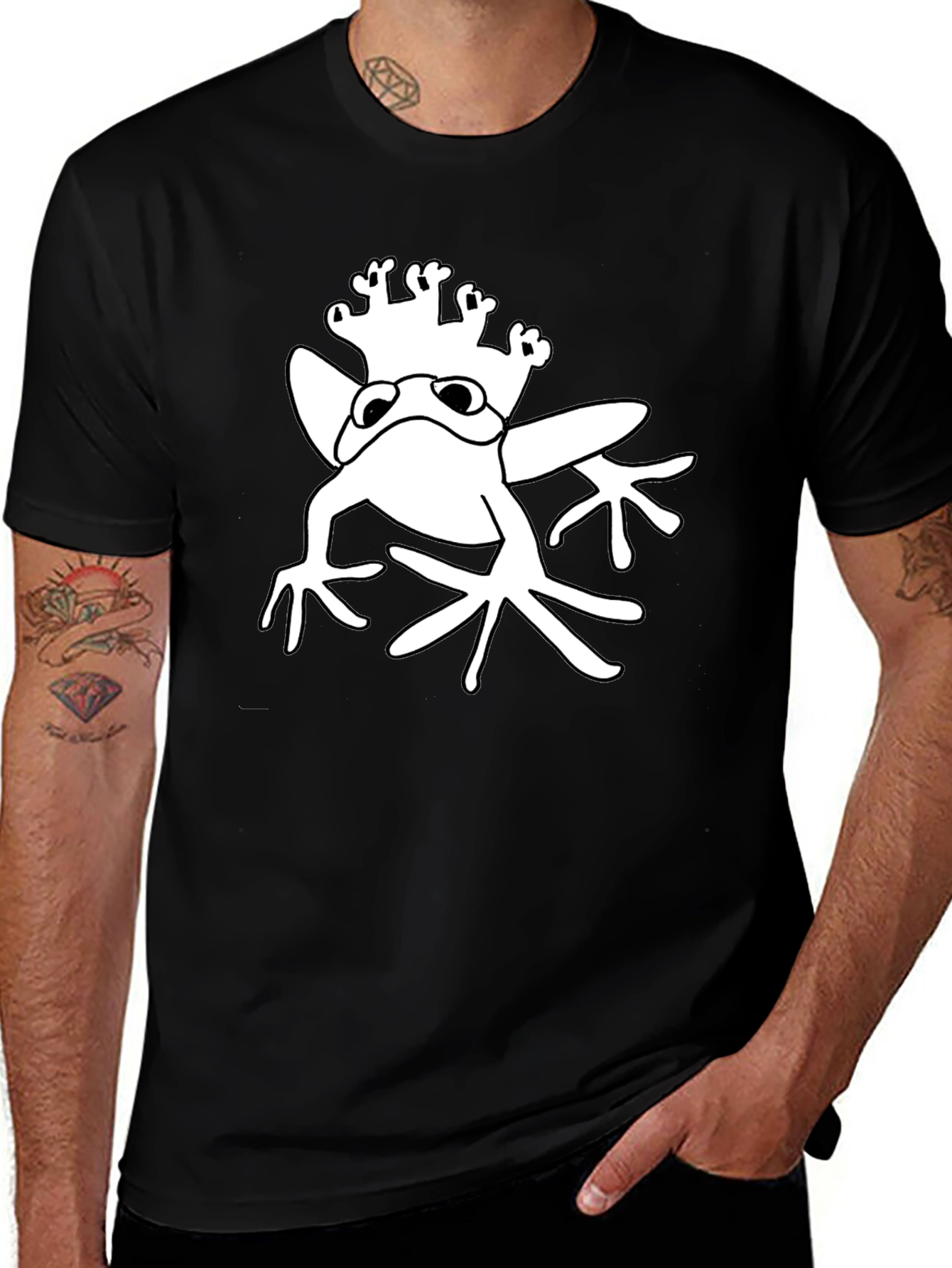 Frog Prince Graphic Tee - Black Cotton T-Shirt