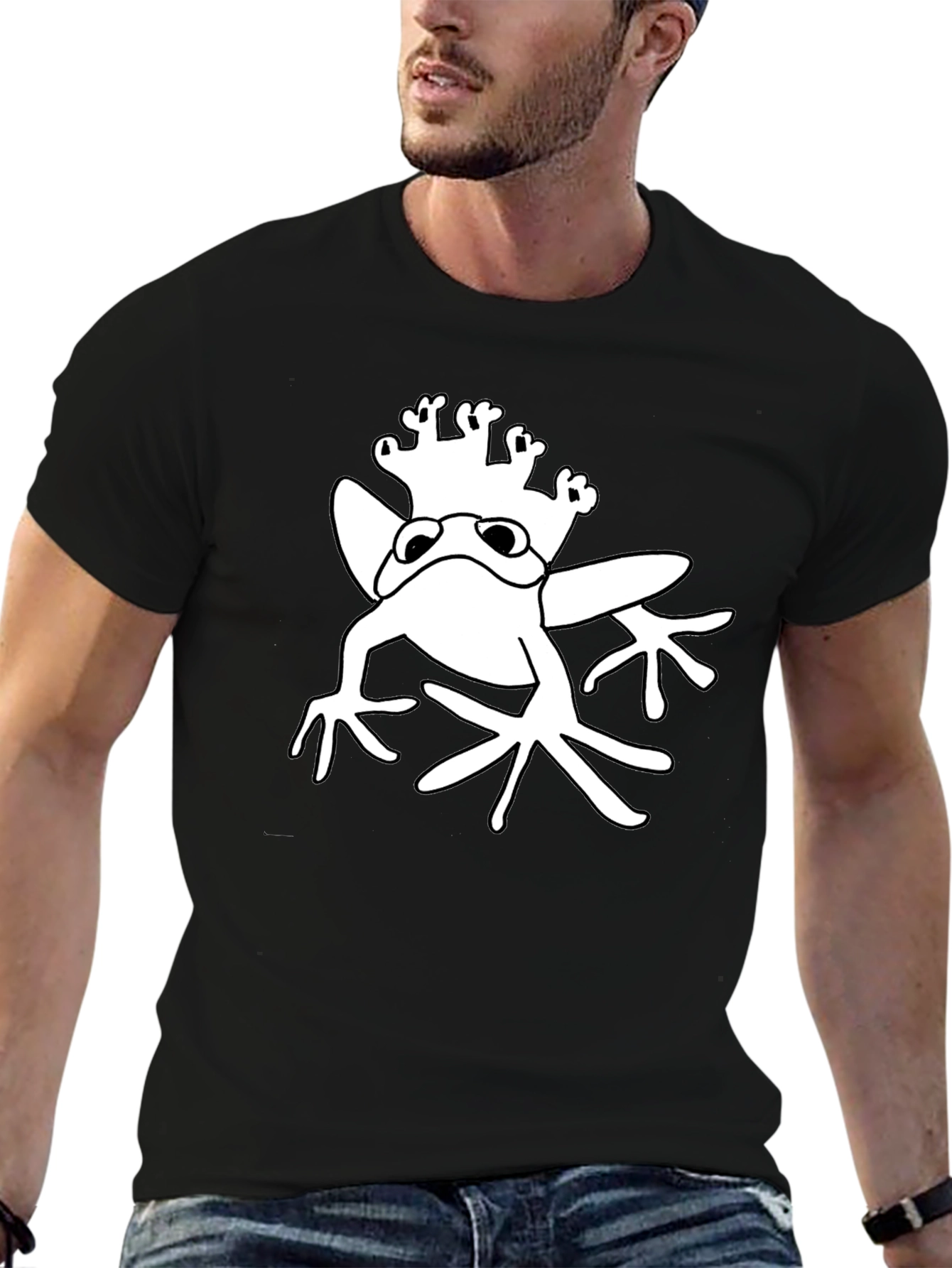 Frog Prince Graphic Tee - Black Cotton T-Shirt