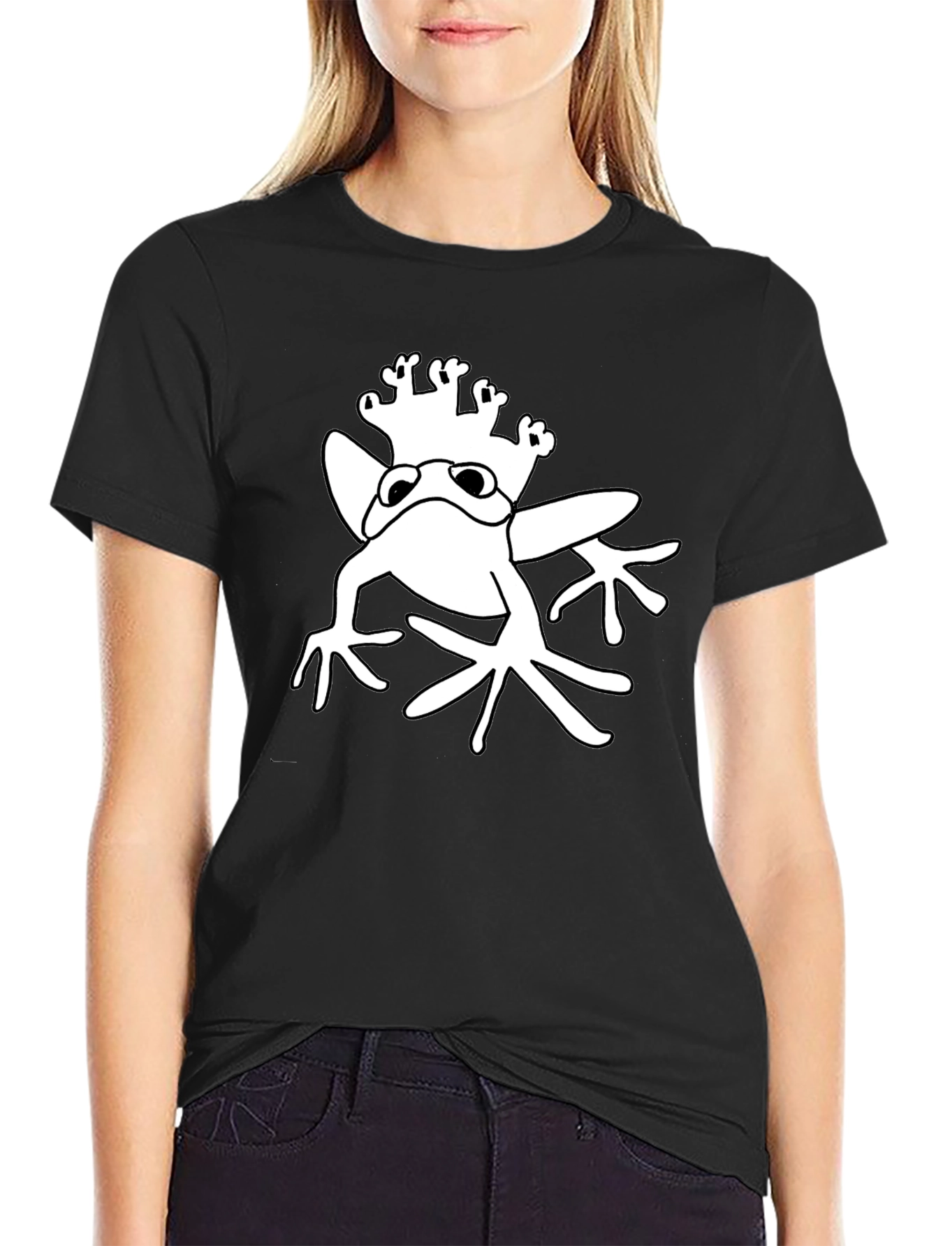 Frog Prince Graphic Tee - Black Cotton T-Shirt