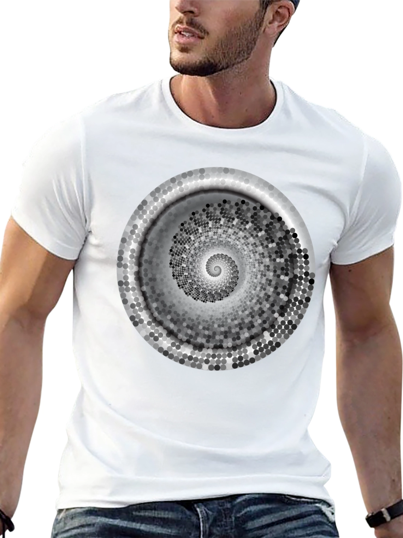 Hypnotic Spiral Graphic Tee - Modern Black T-Shirt