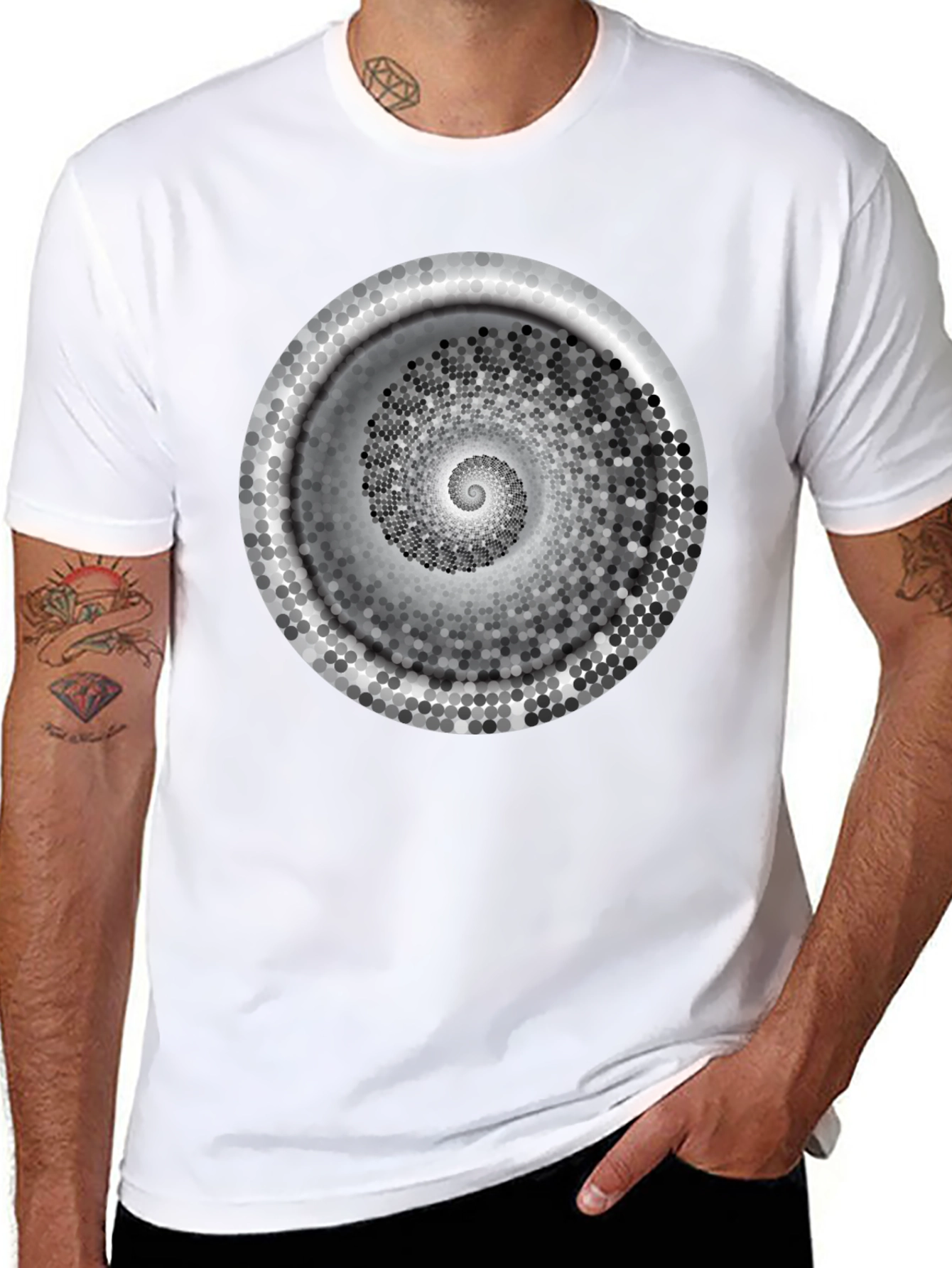 Hypnotic Spiral Graphic Tee - Modern Black T-Shirt