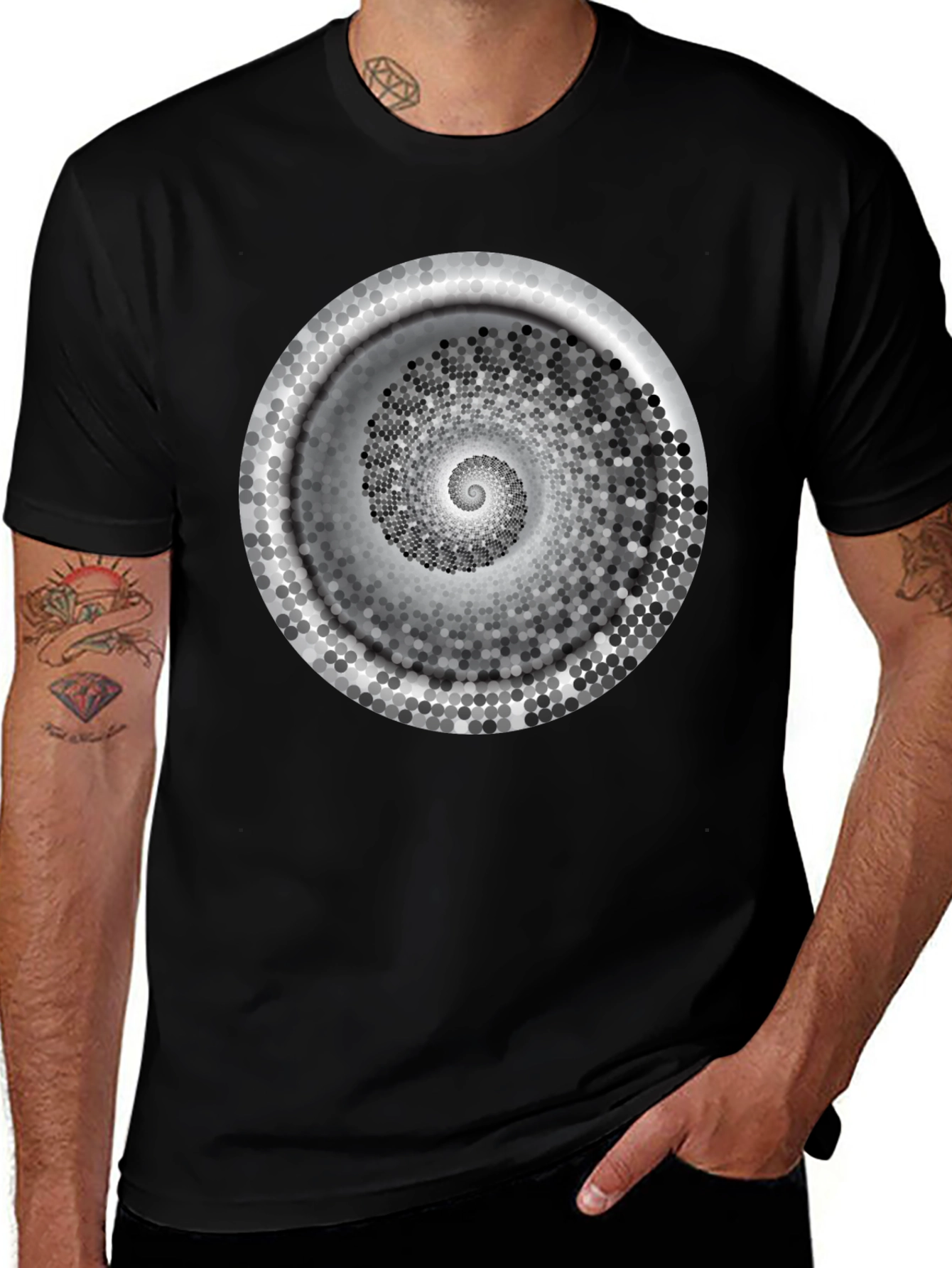 Hypnotic Spiral Graphic Tee - Modern Black T-Shirt