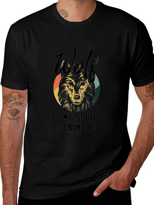 Wolf Spirit Animal Graphic Tee - Black
