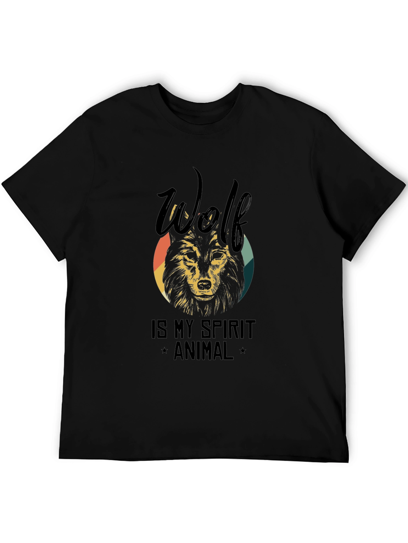 Wolf Spirit Animal Graphic Tee - Black