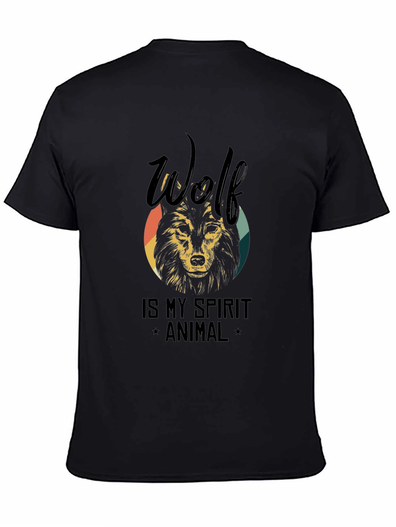 Wolf Spirit Animal Graphic Tee - Black