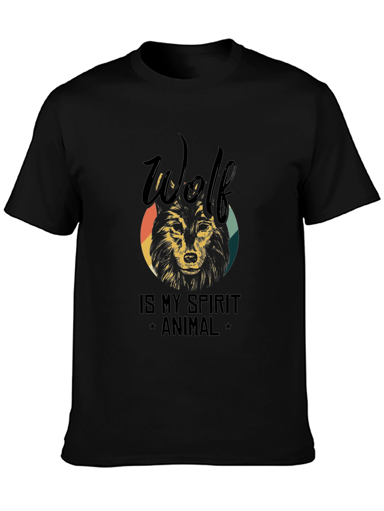 Wolf Spirit Animal Graphic Tee - Black