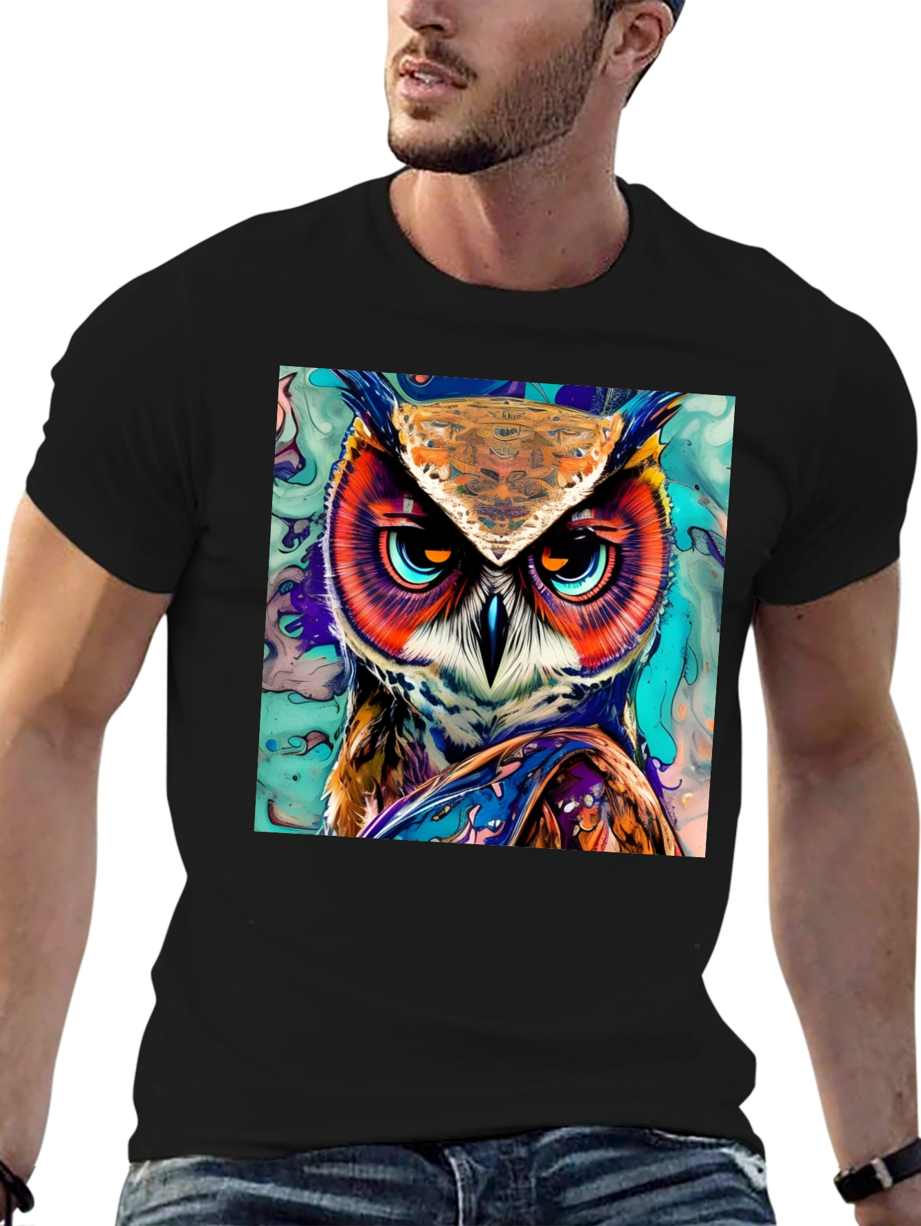 Owl Art Graphic Print T-Shirt