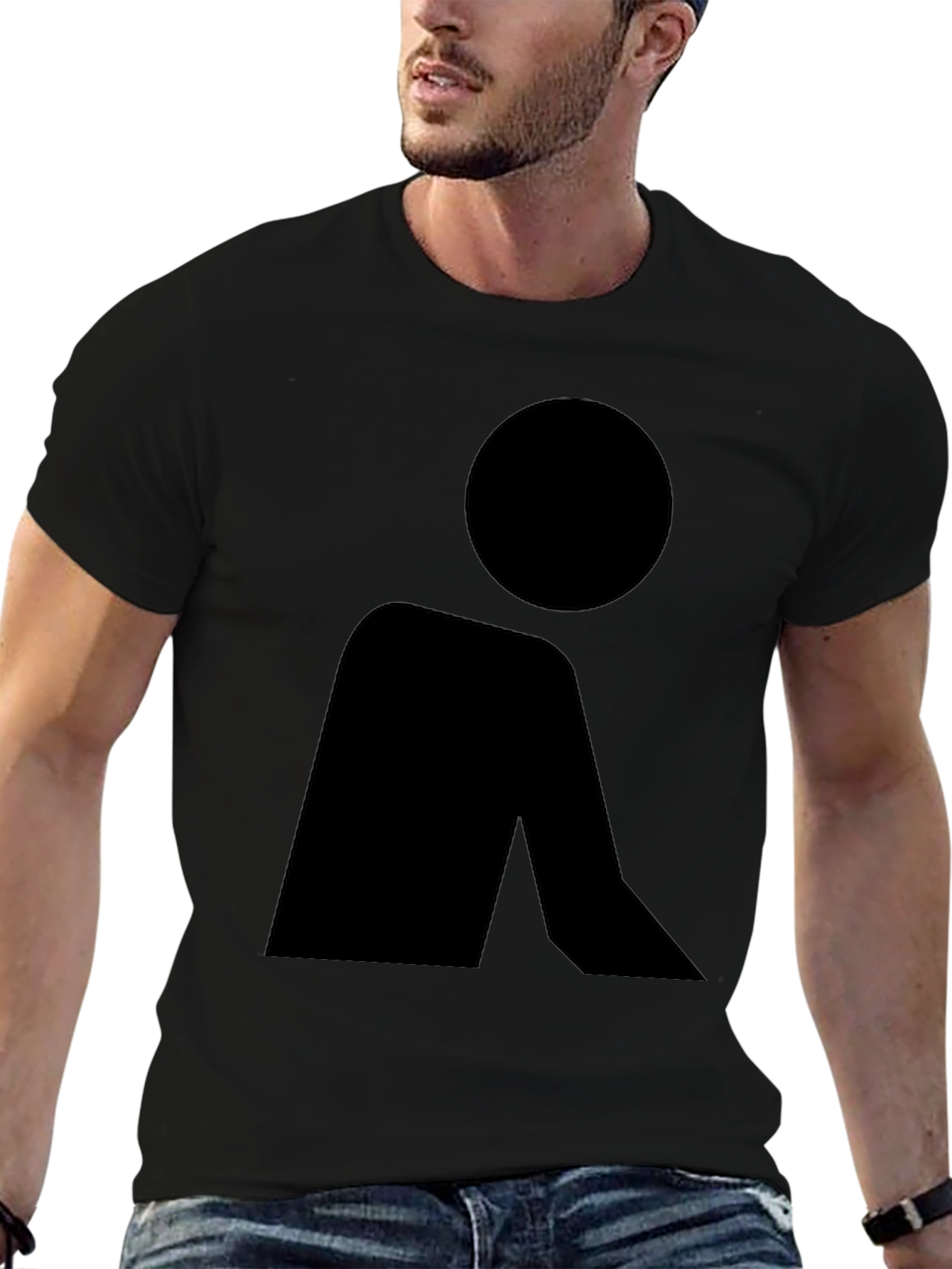 Abstract Human Figure Black Graphic T-Shirt