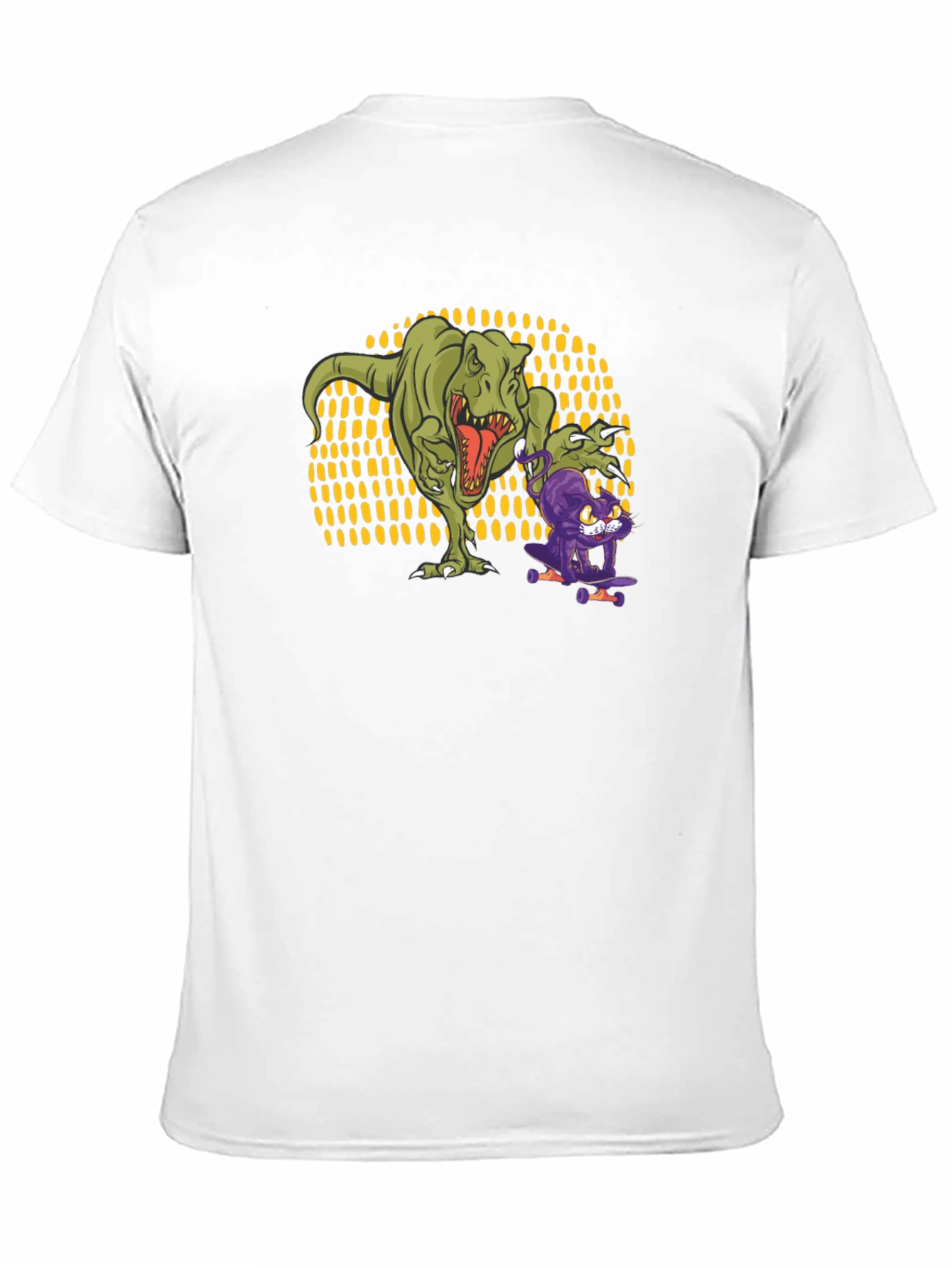 Dino & Cat Skateboard T-Shirt - Cool Graphic Tee