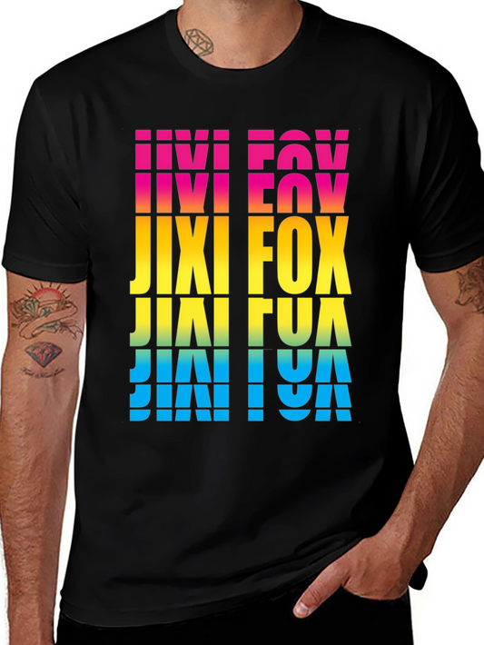 Retro Jixi Fox Colorful Graphic Print T-Shirt