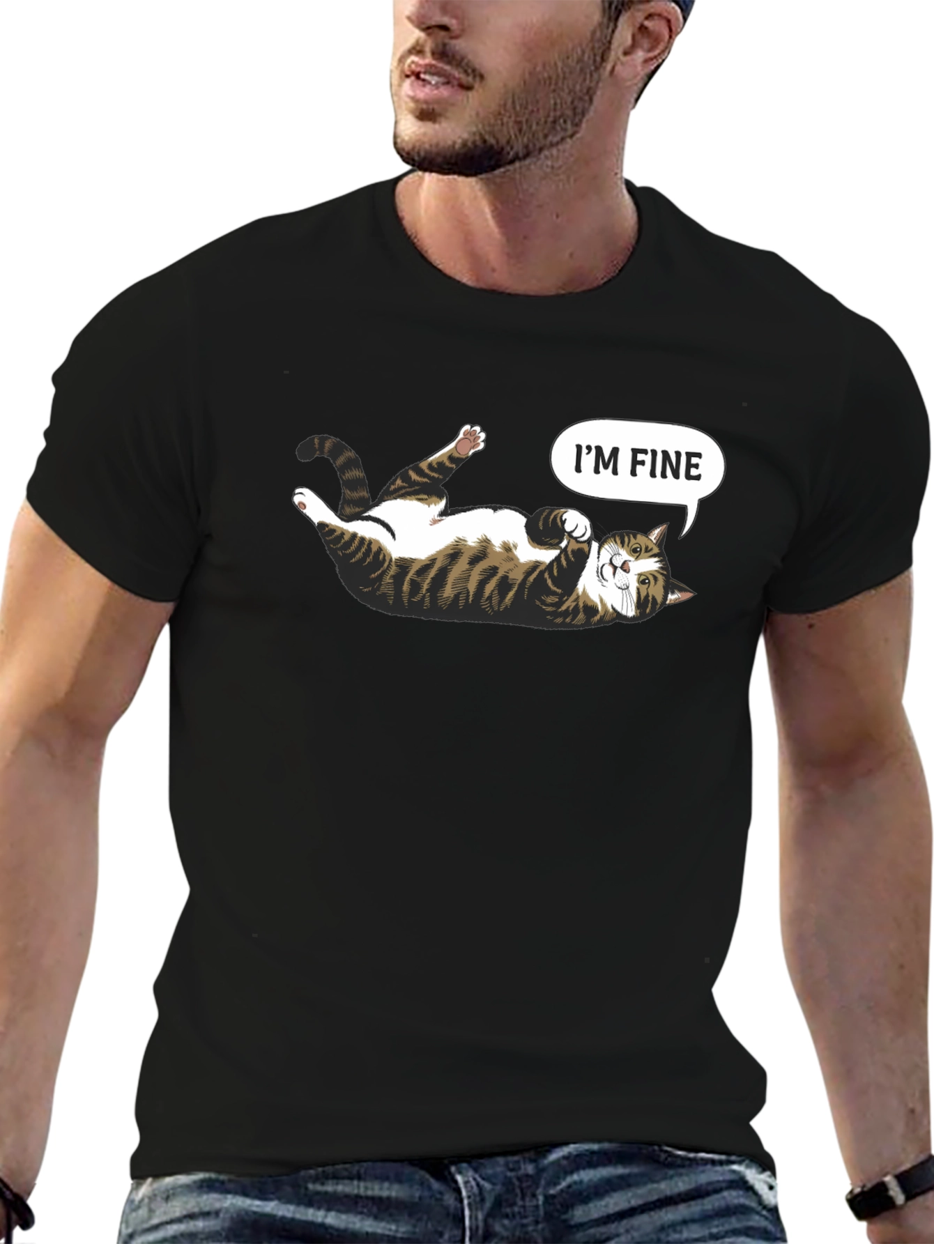 Funny Cat Graphic Tee - Im Fine T-Shirt