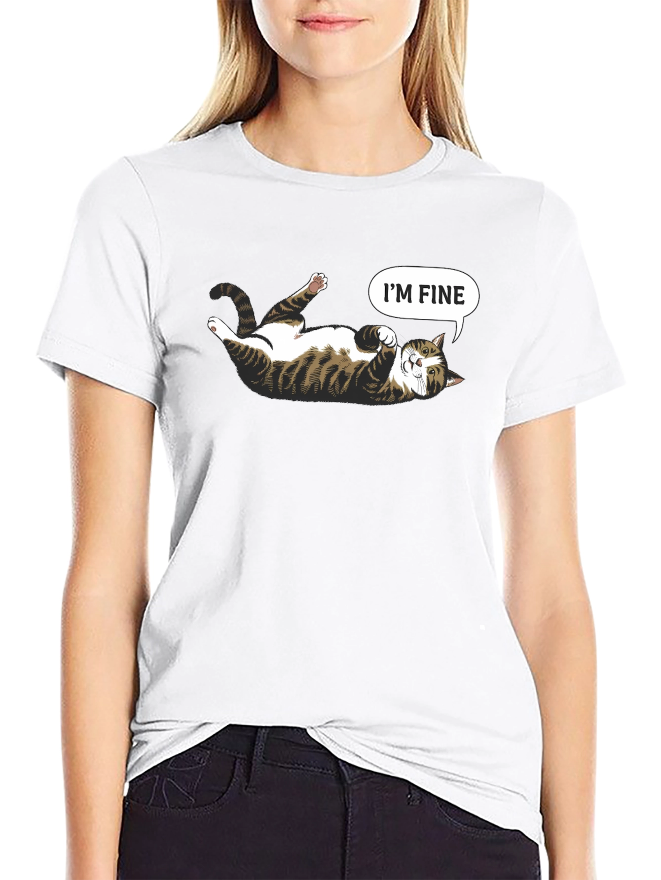 Funny Cat Graphic Tee - Im Fine T-Shirt