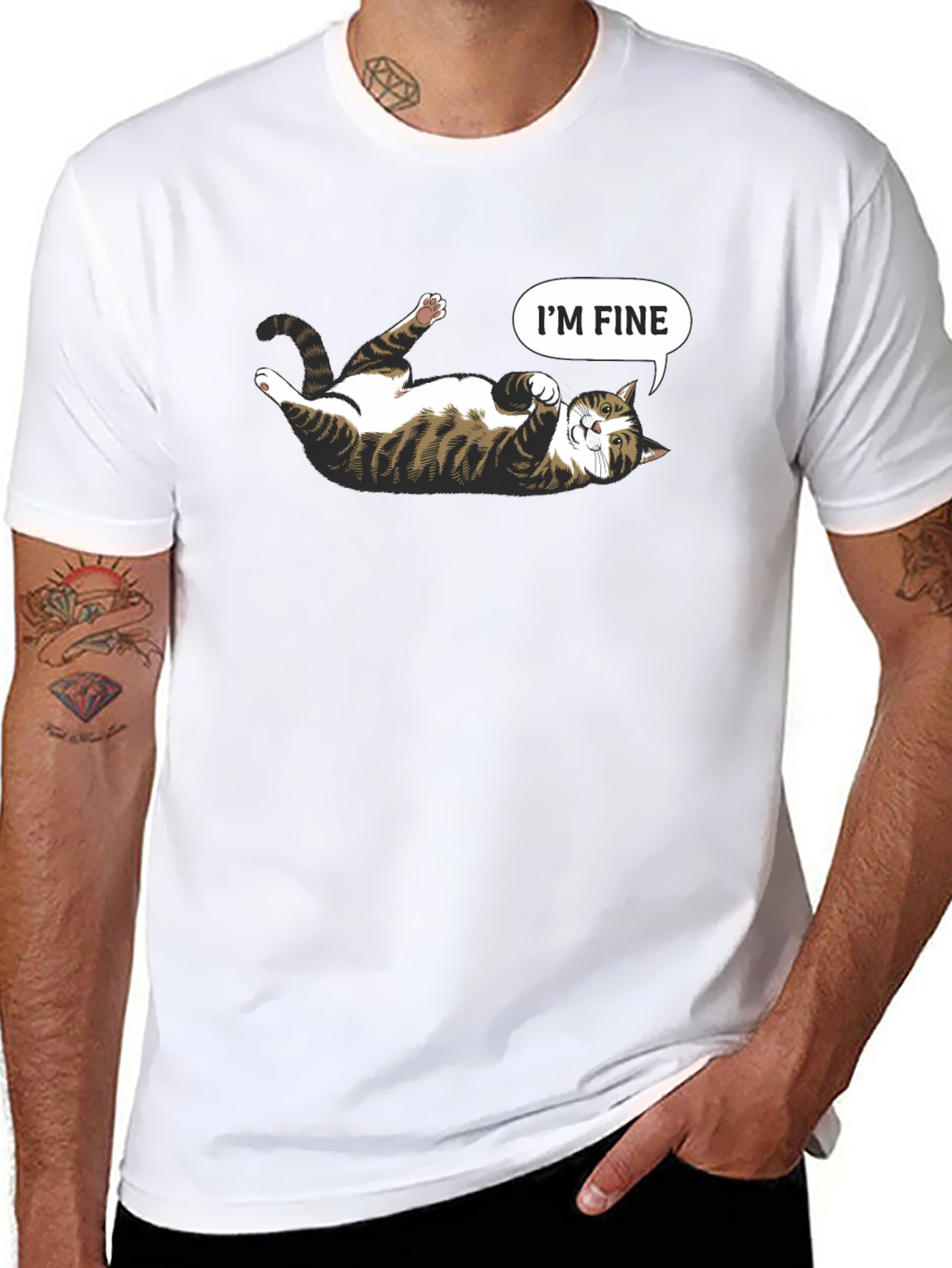 Funny Cat Graphic Tee - Im Fine T-Shirt