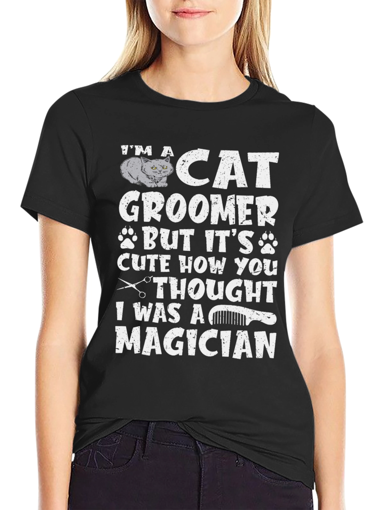 Cat Groomer Magician T-Shirt Funny Pet Salon Gift