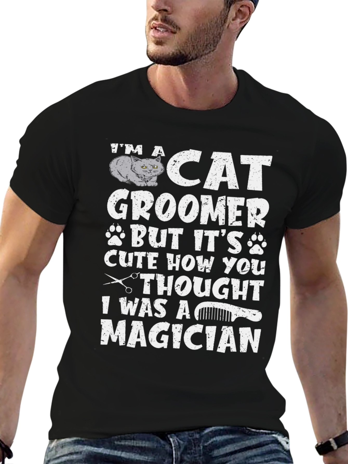 Cat Groomer Magician T-Shirt Funny Pet Salon Gift