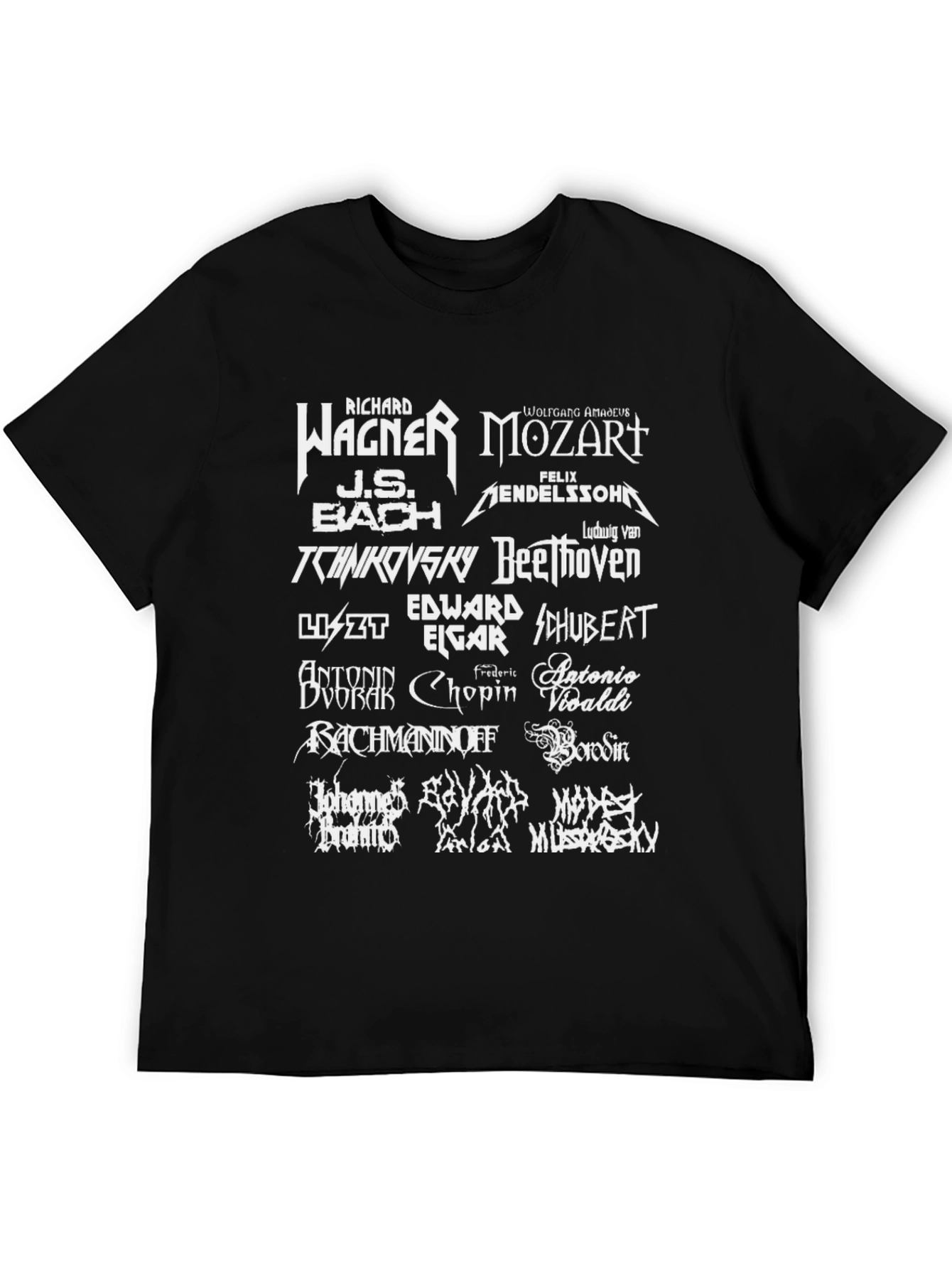 Classical Composers Black Graphic T-Shirt