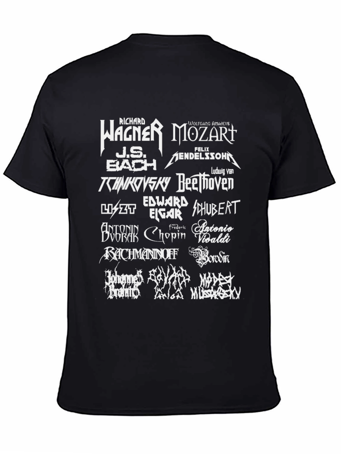 Classical Composers Black Graphic T-Shirt