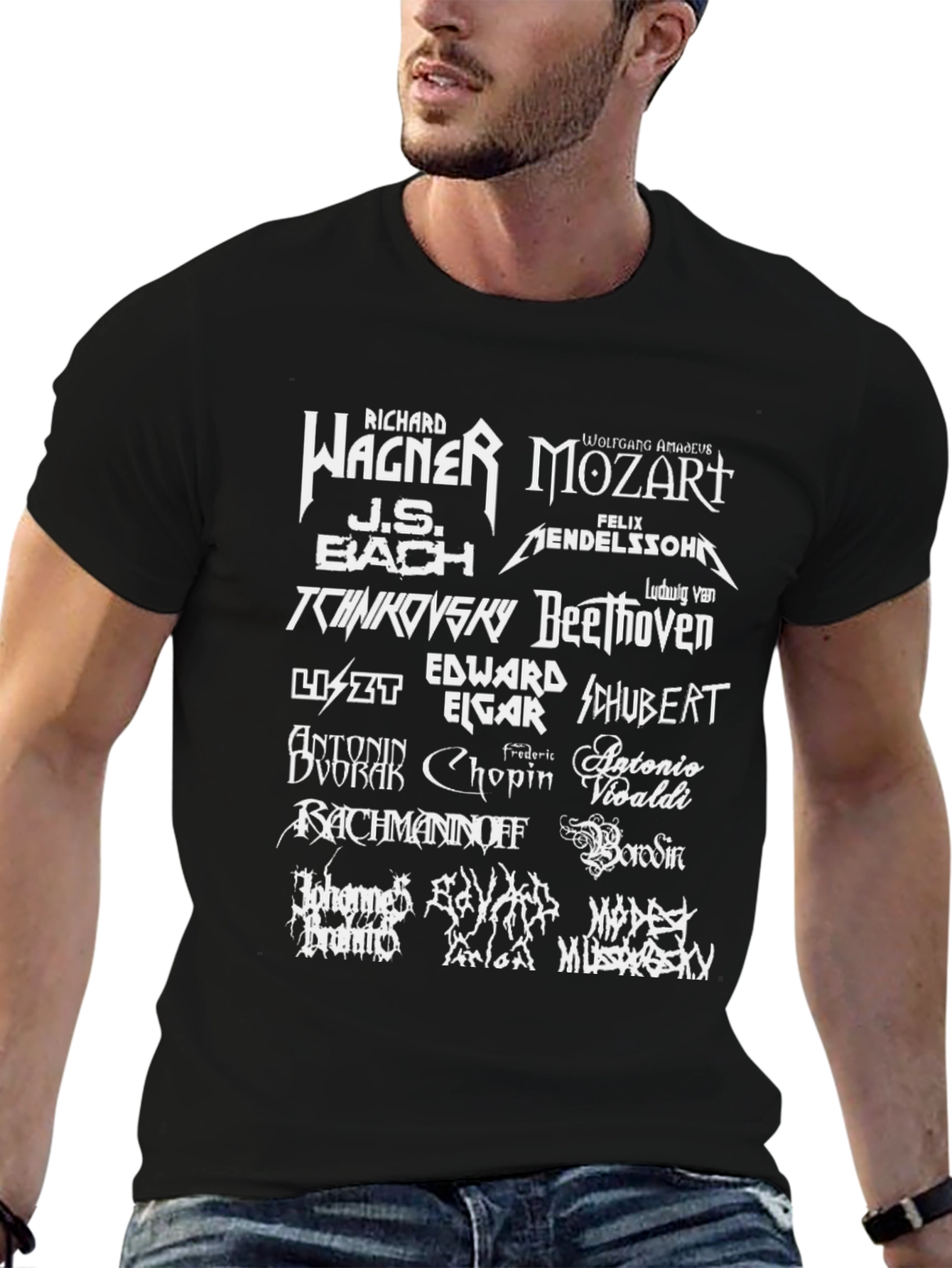 Classical Composers Black Graphic T-Shirt