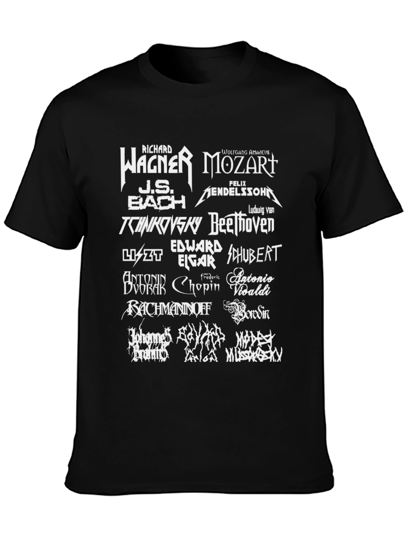 Classical Composers Black Graphic T-Shirt
