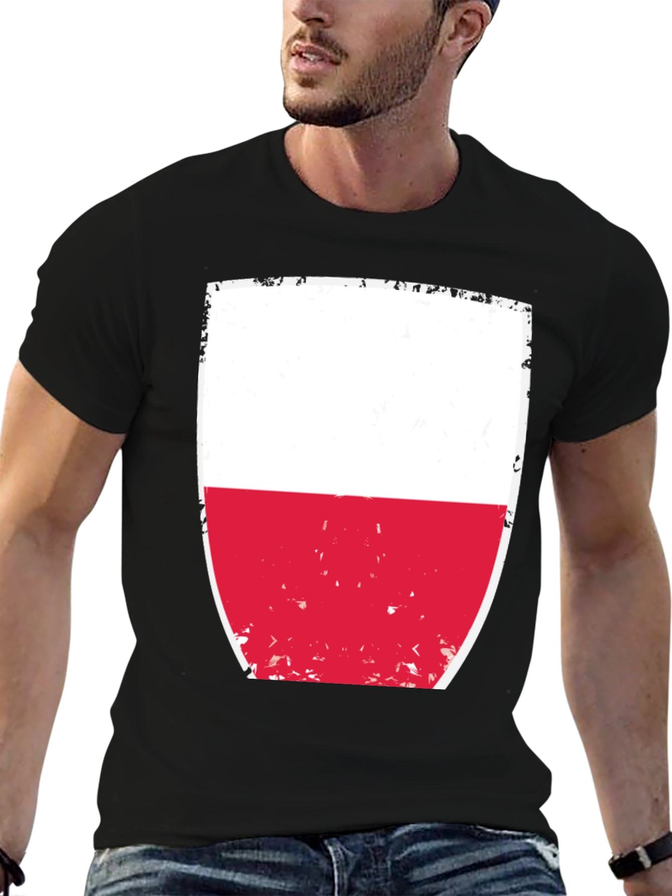 Poland Flag Graphic T-Shirt - Black Cotton Tee