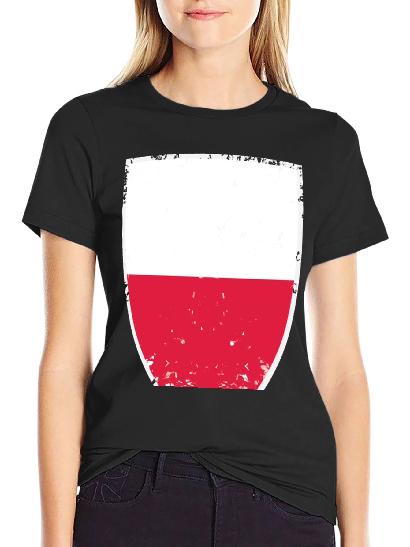 Poland Flag Graphic T-Shirt - Black Cotton Tee