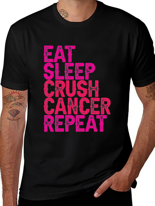 Eat Sleep Crush Cancer Repeat Black T-Shirt