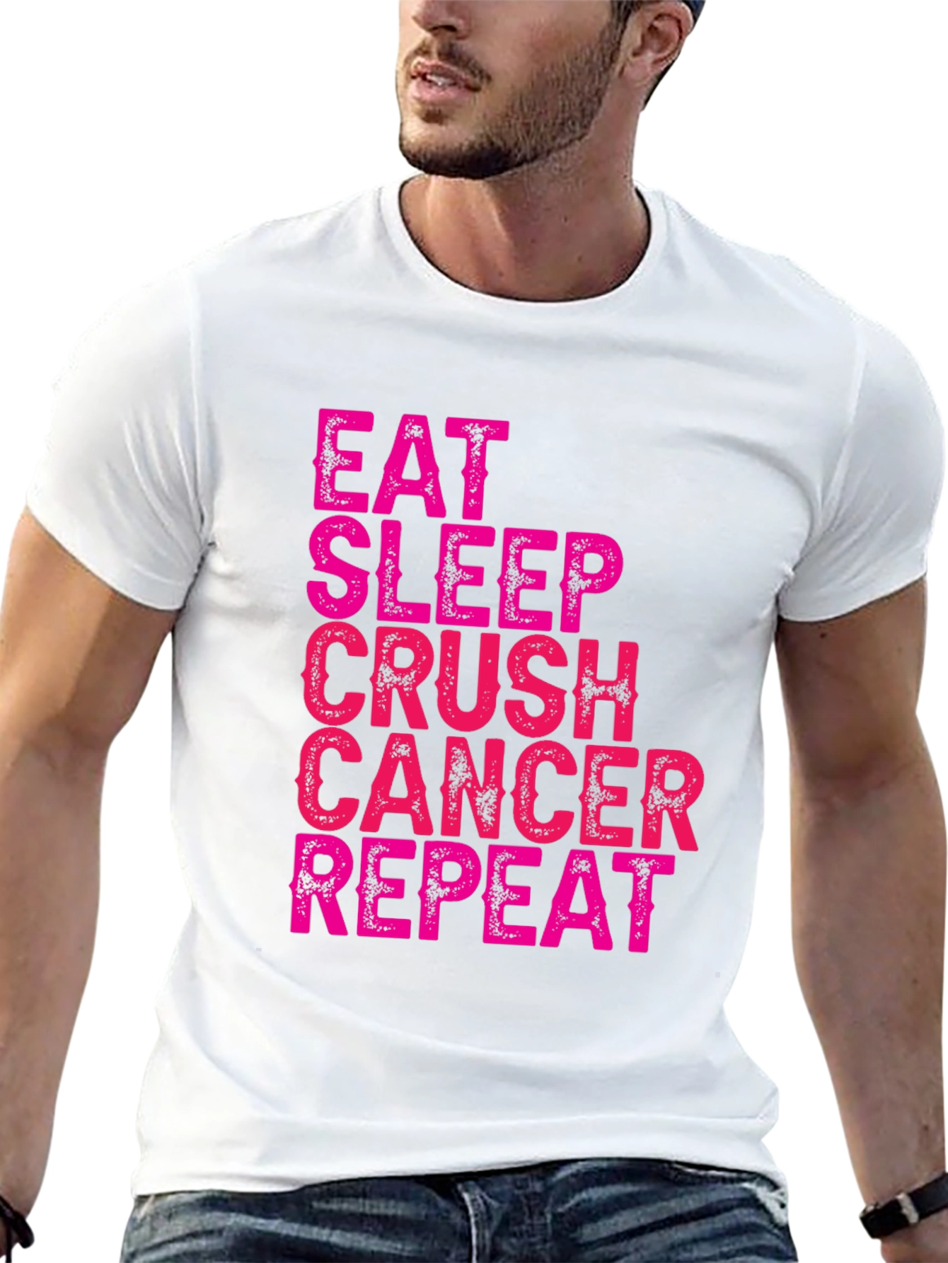 Eat Sleep Crush Cancer Repeat Black T-Shirt