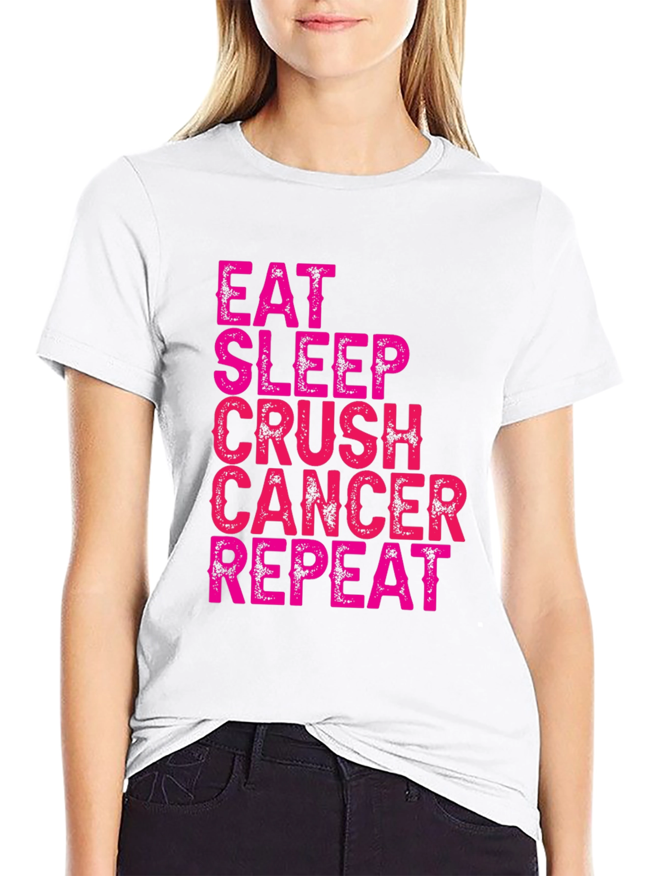 Eat Sleep Crush Cancer Repeat Black T-Shirt