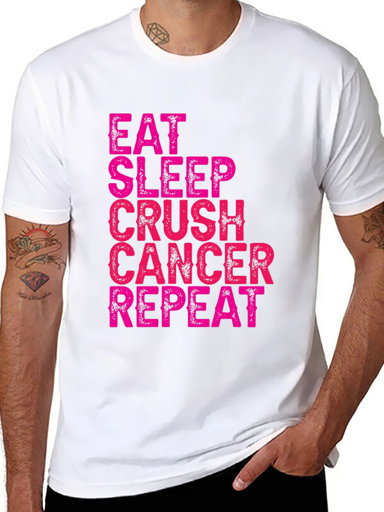 Eat Sleep Crush Cancer Repeat Black T-Shirt