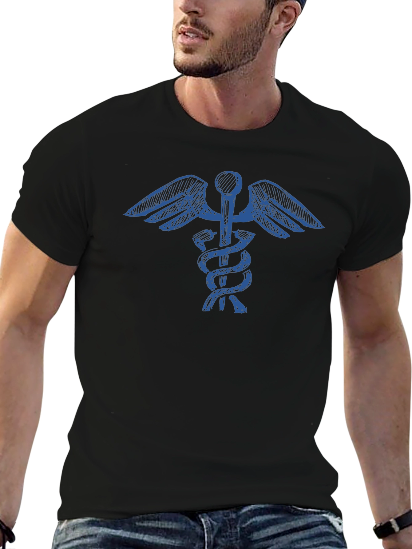 Caduceus T-Shirt - Medical Symbol Tee - Black