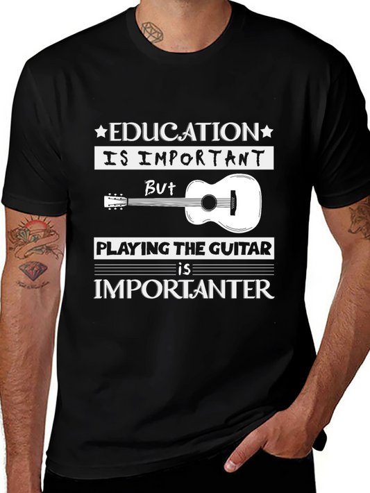Education vs Guitar T-Shirt: Musicians Tee