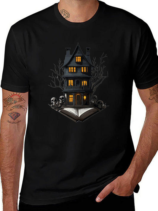 Spooky Haunted House Graphic Tee - Halloween Shirt