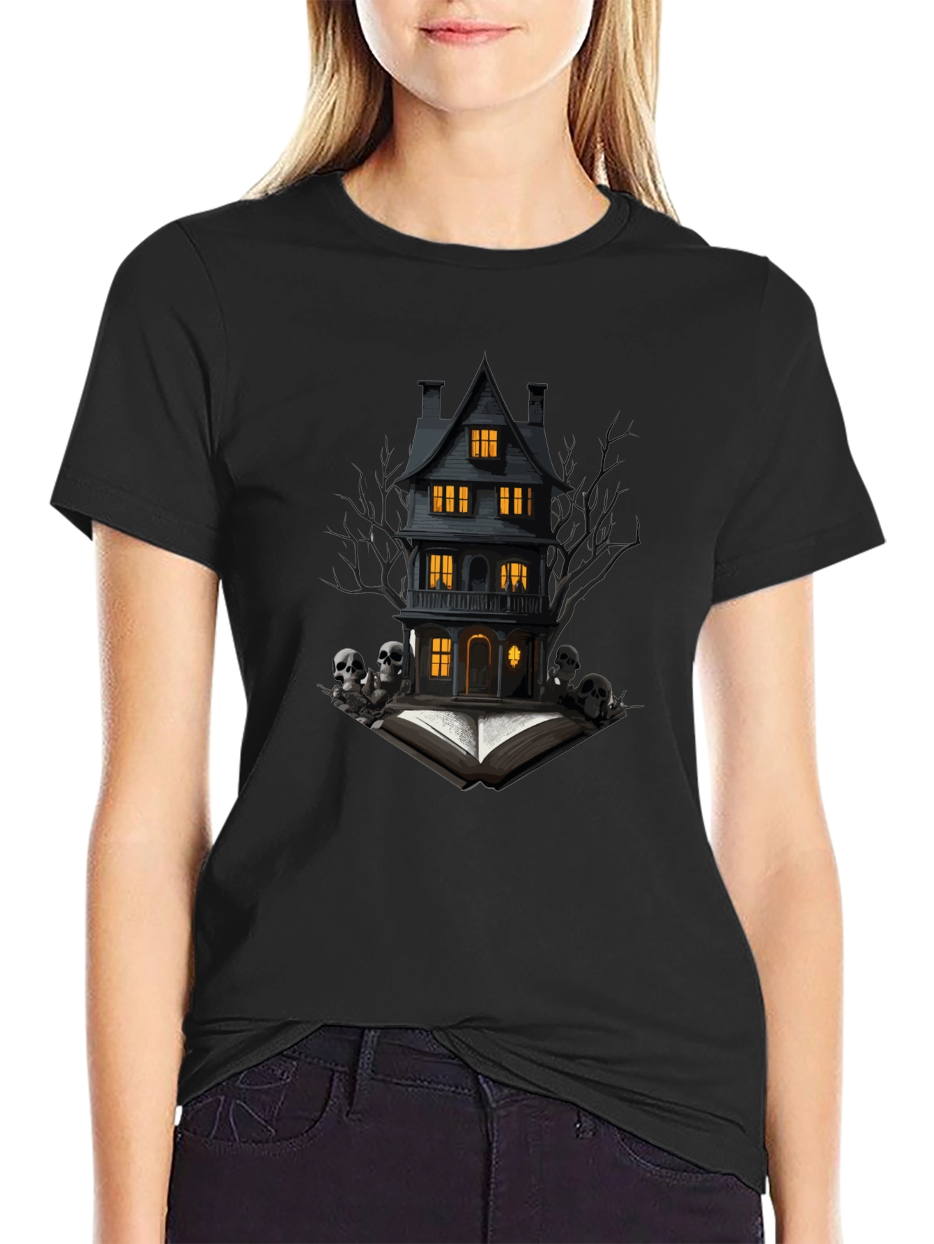 Spooky Haunted House Graphic Tee - Halloween Shirt