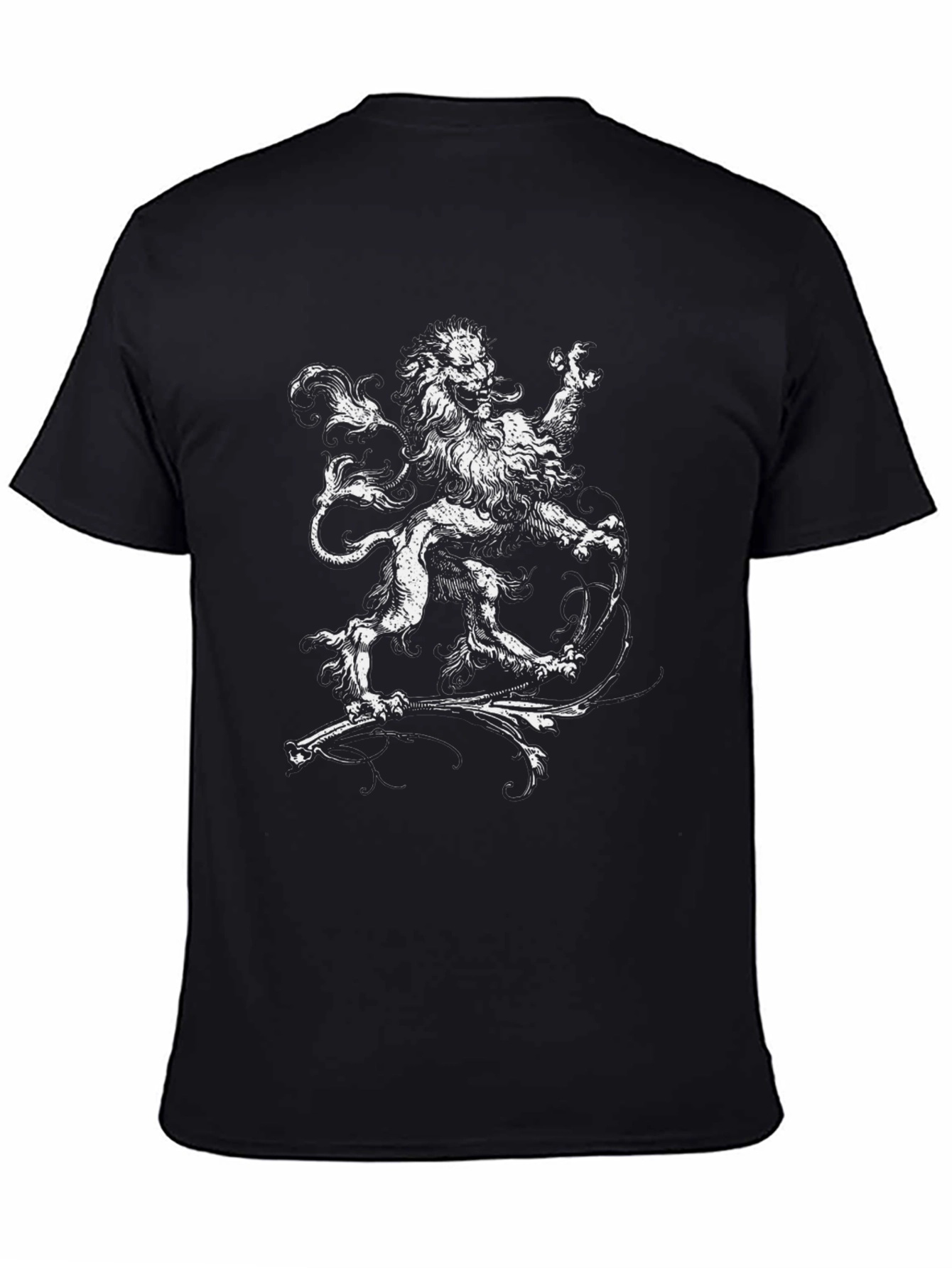 Black Graphic Tee with Lion Design