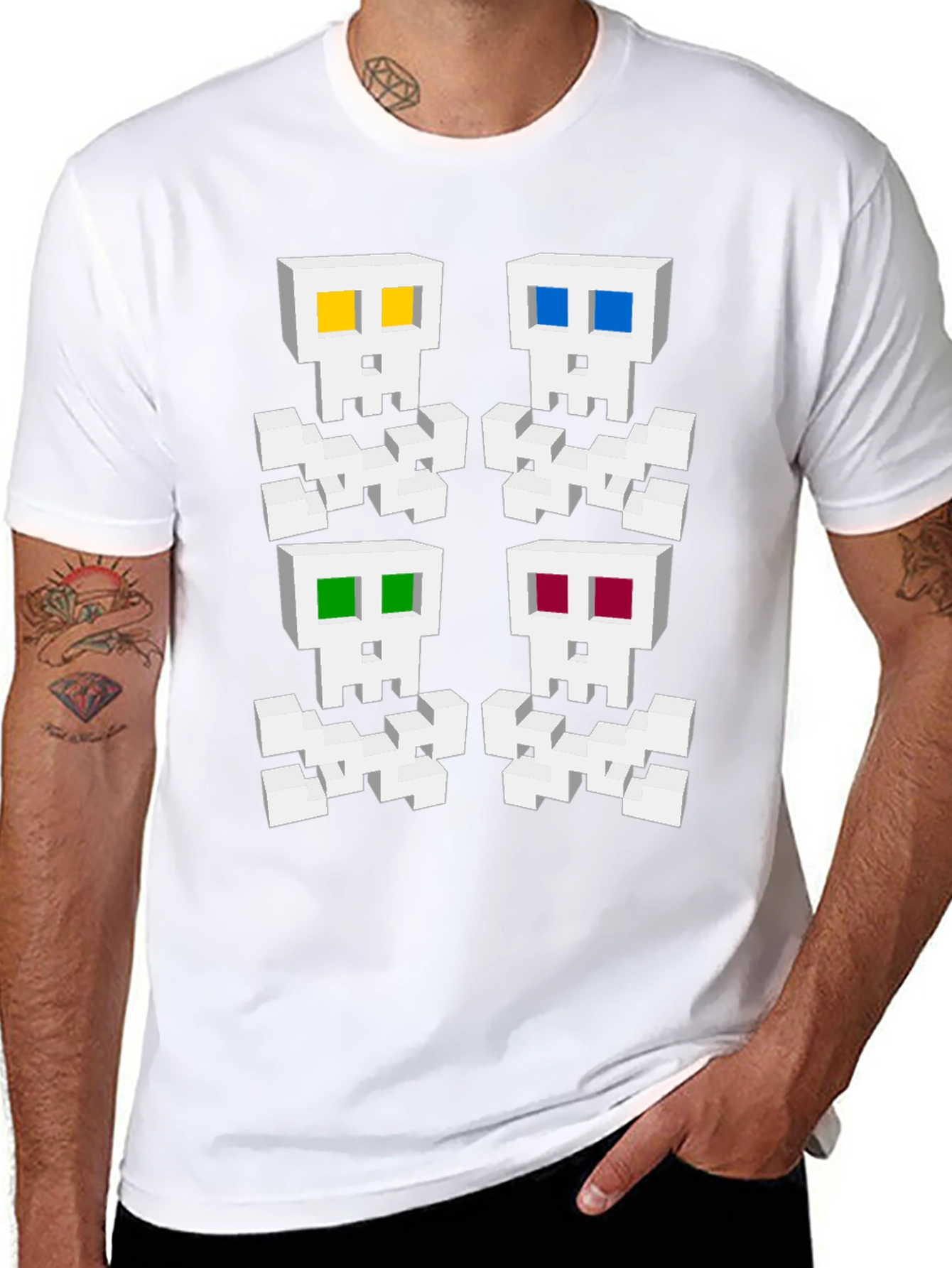 Pixelated Skull Graphic Tee - Unique Gamer Style