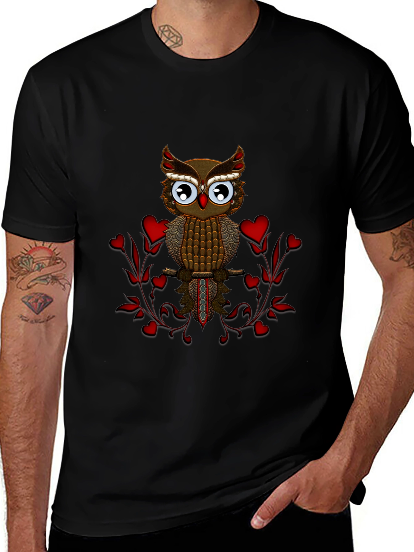 Owl Heart T-Shirt - Graphic Print Tee