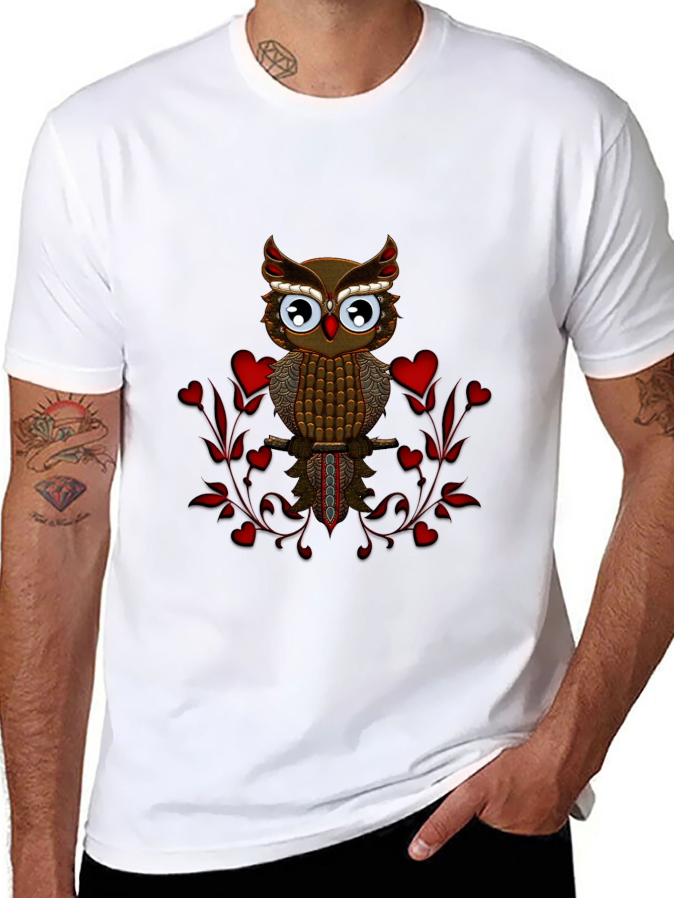 Owl Heart T-Shirt - Graphic Print Tee