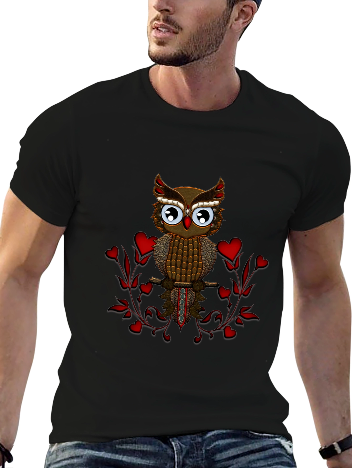 Owl Heart T-Shirt - Graphic Print Tee